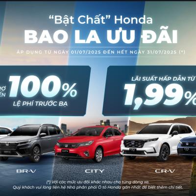Chương trình khuyến mại của các dòng xe ô tô Honda tháng 7 năm 2025