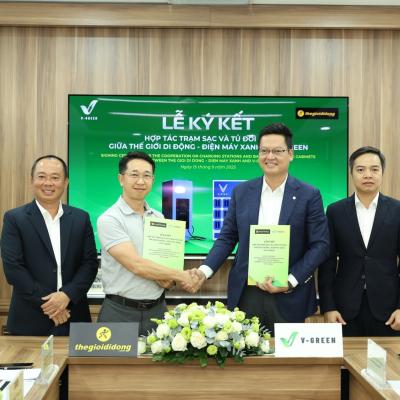 V-GREEN HỢP TÁC VỚI THẾ GIỚI DI ĐỘNG TRIỂN KHAI HƠN 2.000 TRẠM SẠC VÀ TỦ ĐỔI PIN XE ĐIỆN TRÊN TOÀN QUỐC