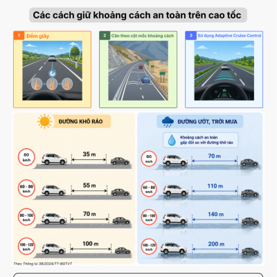 CÁC CÁCH GIỮ KHOẢNG CÁCH AN TOÀN ĐÚNG LUẬT TRÊN CAO TỐC