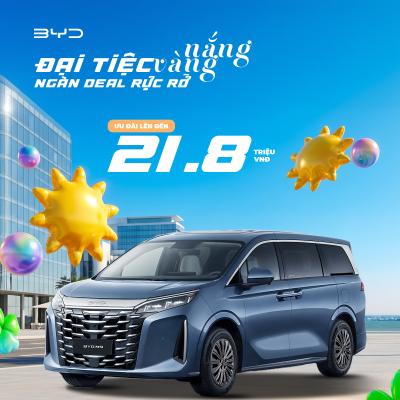 KHỞI ĐỘNG MÙA HÈ, BYD VIỆT NAM TRIỂN KHAI CHƯƠNG TRÌNH ƯU ĐÃI “ĐẠI TIỆC NẮNG VÀNG – NGÀN DEAL RỰC RỠ”