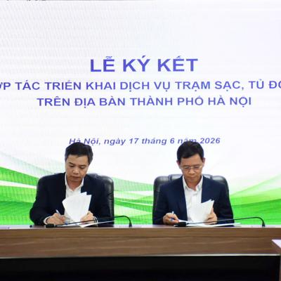 V-GREEN HỢP TÁC EVNHANOI TRIỂN KHAI 10.000 TỦ ĐỔI PIN XE MÁY ĐIỆN